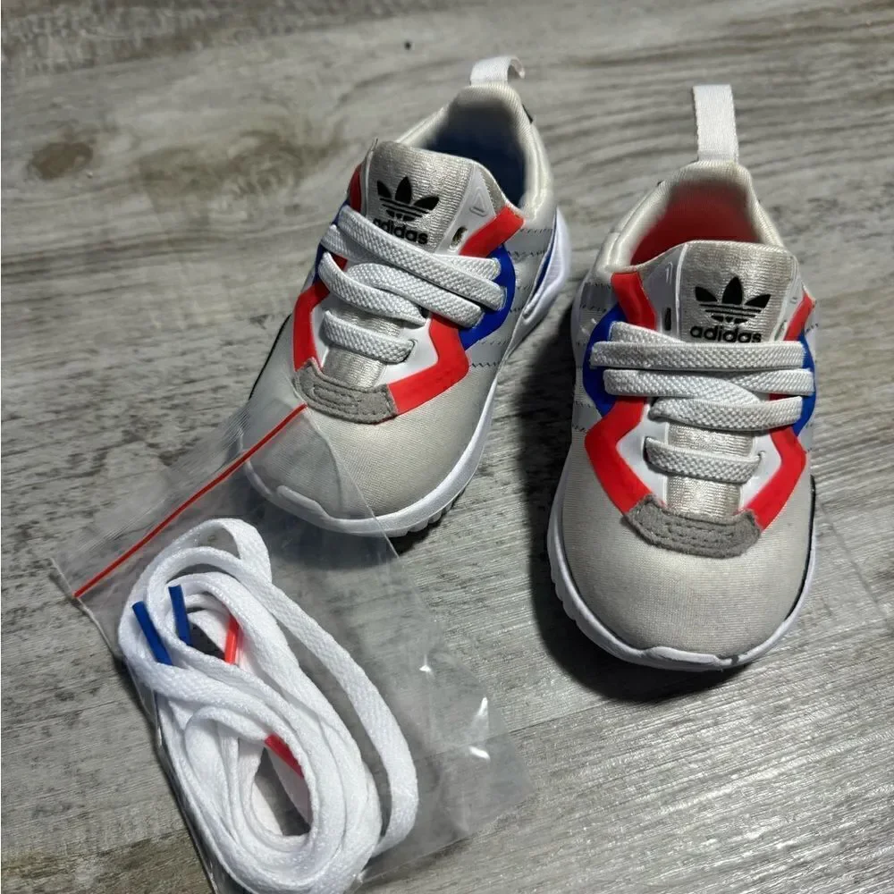 adidas Flex 'White Glow Blue' FX5328 slip on toddler4K shoes - Picture 11 of 12
